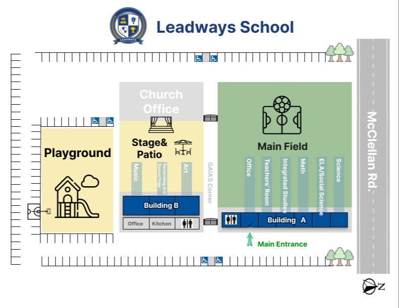 Campus map of Leadways School in Cupertino California